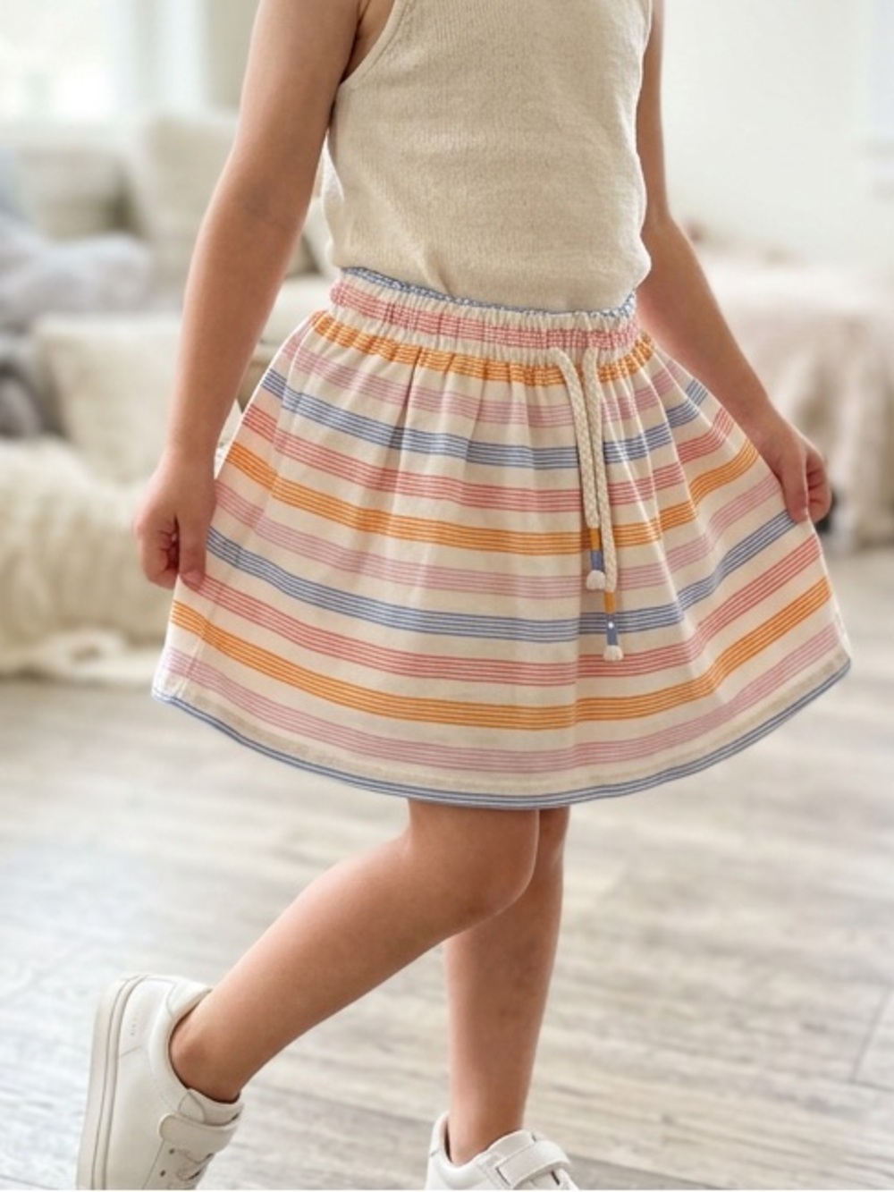 Cat & Jack Striped Pastel Drawstring Skirt in Pink, Orange, Blue, Yellow